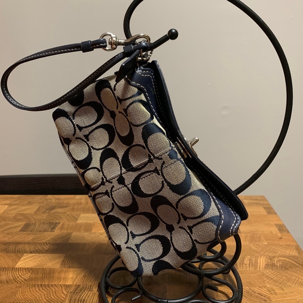 Navy Coach Wristlet